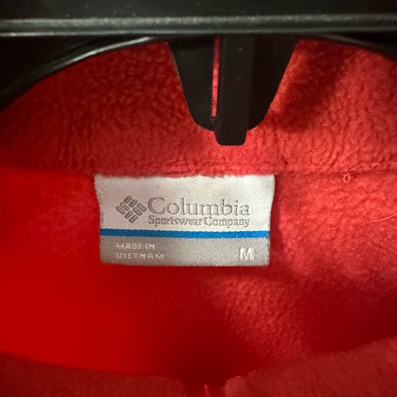 COLUMBIA Fleece Zip Jacket w/ Stand-Up Collar & Zip Side Pockets Red Sz. Medium - Picture 3 of 9